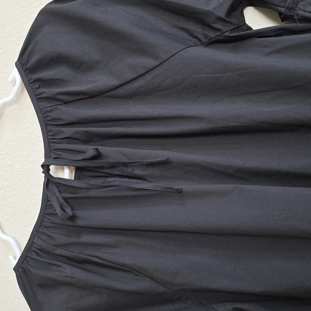 NWT One One Six Black Long Balloon Sleeve Tiered Poplin A-line Dress Farmhouse - Picture 4 of 8